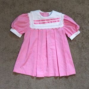 Vintage 80s Pink & White Girls Dress